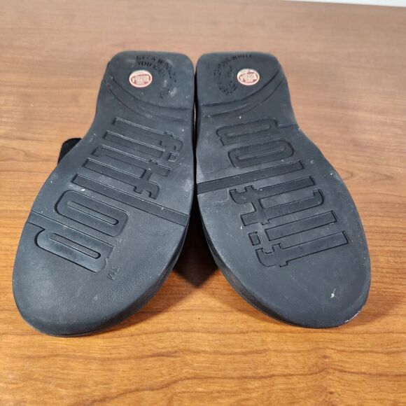 FitFlop Womens Size 8 Wobbleboard Black Slip On Thong Sandal Flip Flop Shoe - Picture 12 of 12